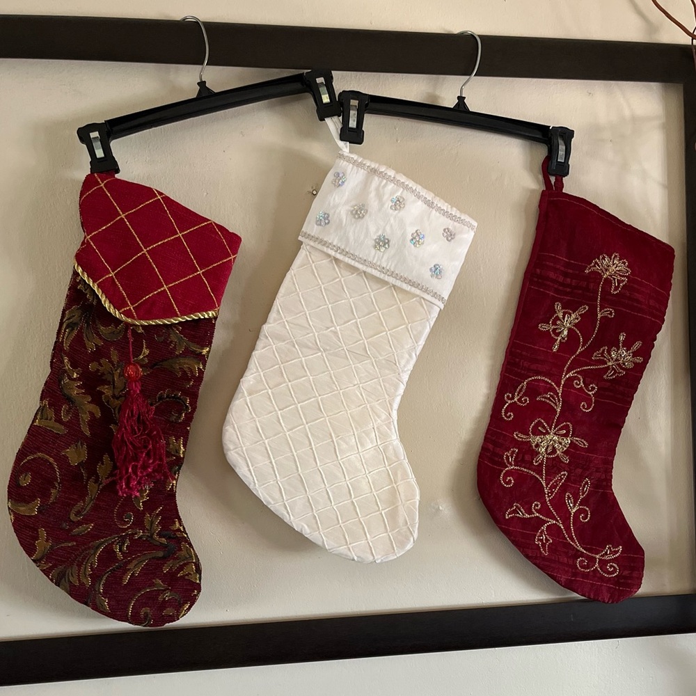 Christmas embellished three stockings